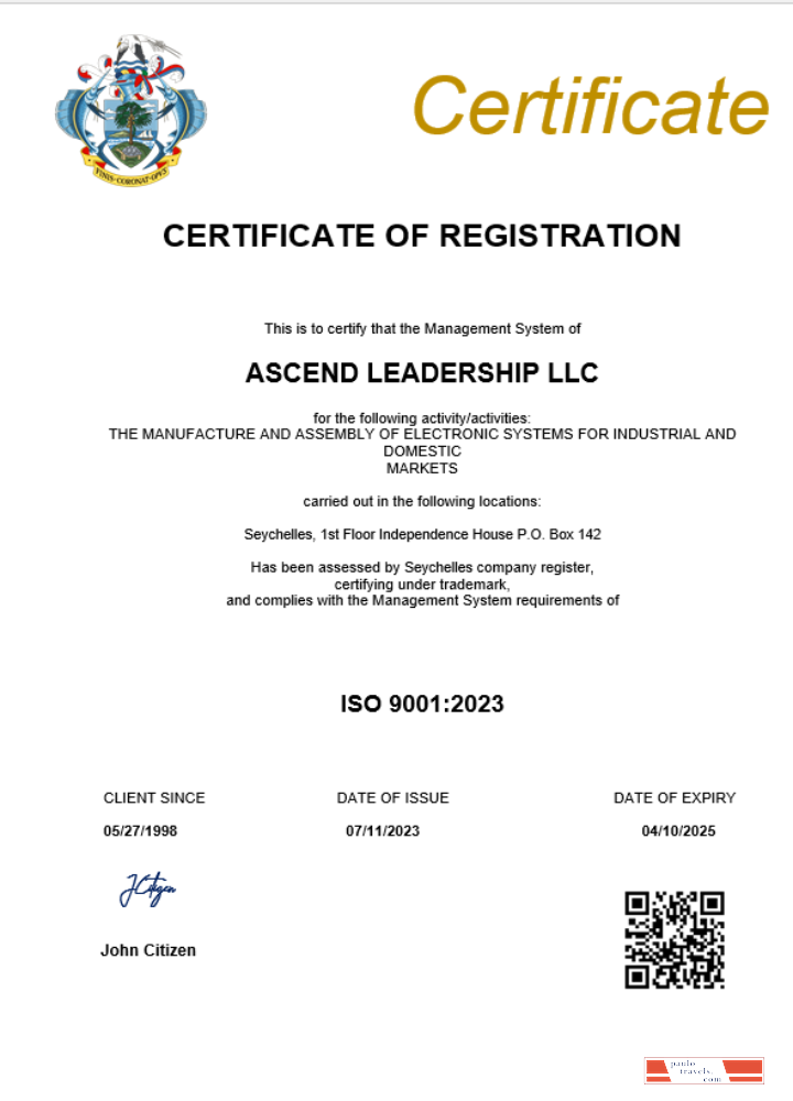 Seychelles business registration certificate Word and PDF template